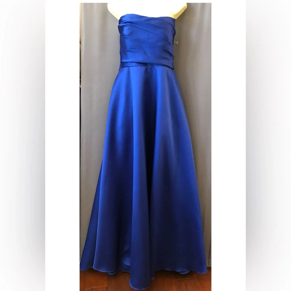 Alfred Sung Women's Strapless Satin Gown,sz 14R,New, Cobalt blue - Picture 4 of 7